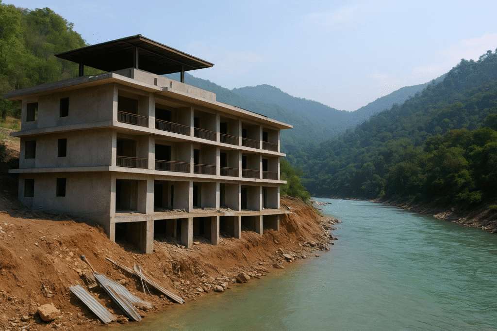 देहरादून में अवैध निर्माण और नदी की धारा मोड़ने का मामला, करोड़ों की क्षति और प्रशासन हरकत में