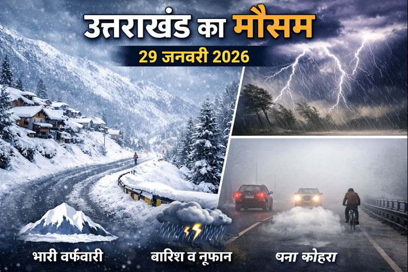 उत्तराखंड में अगले 36 घंटे में मौसम का अलर्ट: बर्फबारी, बारिश और तेज हवाएँ