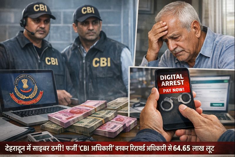देहरादून में साइबर ठगी: फर्जी CBI अधिकारी बनकर रिटायर्ड अफसर से ₹64.65 लाख की डिजिटल लूट