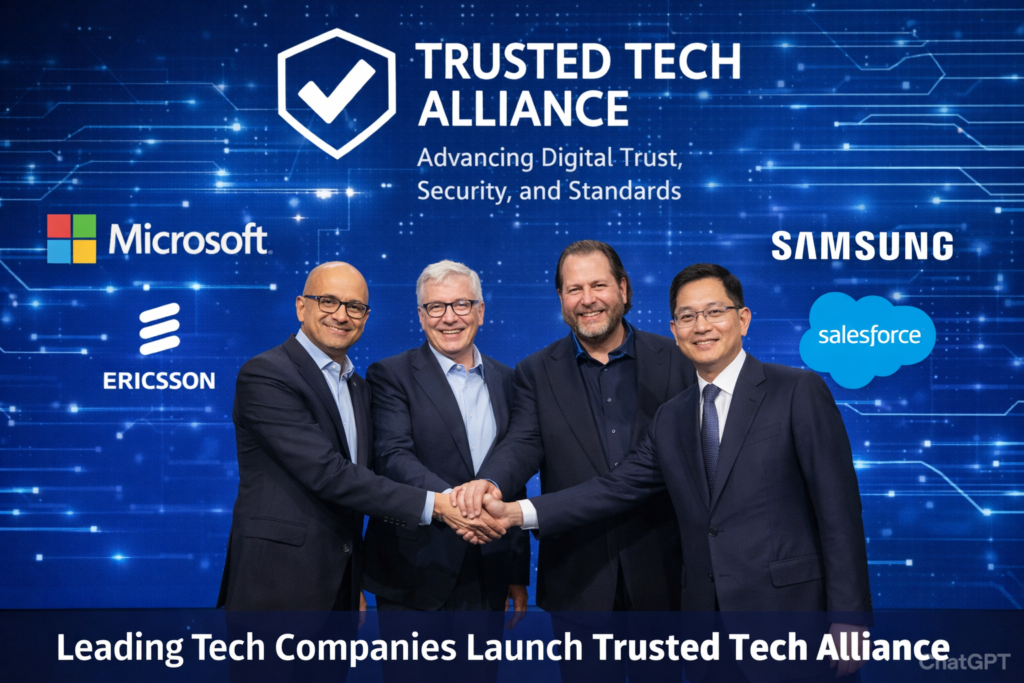 Trusted Tech Alliance लॉन्च: माइक्रोसॉफ्ट-एरिक्सन समेत दिग्गज कंपनियाँ मिलकर बनाएँगी सुरक्षित और भरोसेमंद डिजिटल भविष्य