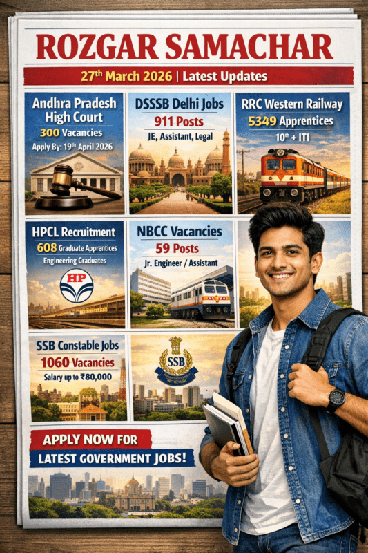रोजगार समाचार — 27 मार्च 2026 (ताज़ा अपडेट)